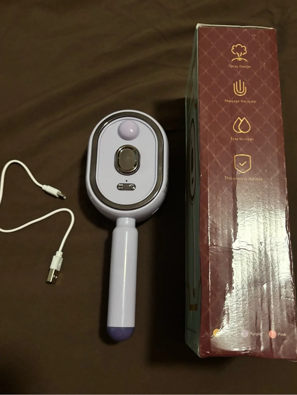 Electric Spray Retractable Air Cushion Comb - Lavender